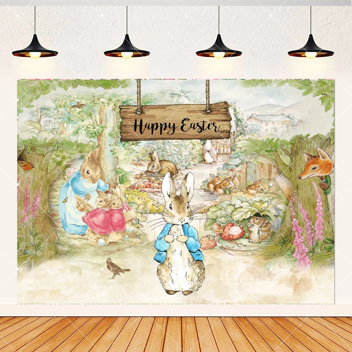 Spring Rabbit Background Kids Birthday Party Baby Shower Decor Rabbit Peter and His Animal Friends Vegetable Garden Photo Props