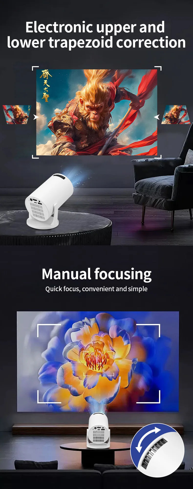 Mini WiFi Projector HY300mini HD Portable Projection Device for Home Theater