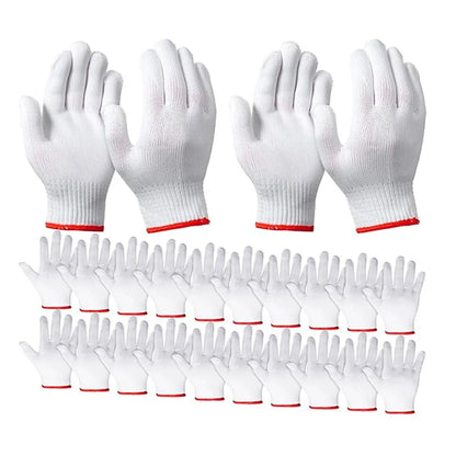 Hand Working Gloves Safety Grip Protection Work Gloves Men Women BBQ Thick Cotton White(Pack of 12 Pairs)