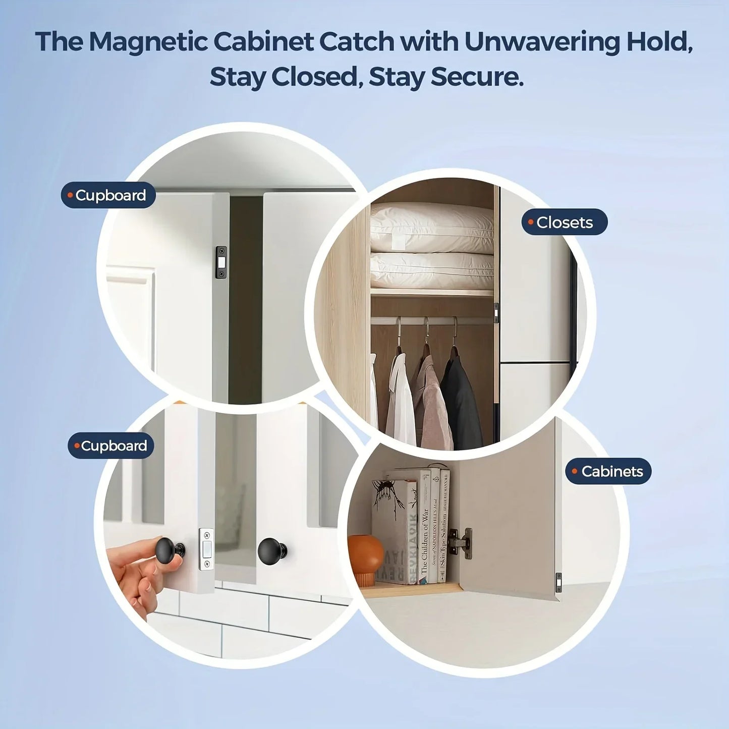 Magnetic Door Catch Latch -Invisible Strong Adhesion, Drill-Free Mount, Seamless Release- Ideal for Cabinets, Sliding Doors