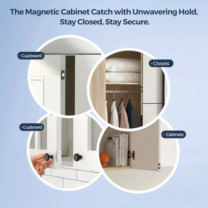 Magnetic Door Catch Latch -Invisible Strong Adhesion, Drill-Free Mount, Seamless Release- Ideal for Cabinets, Sliding Doors
