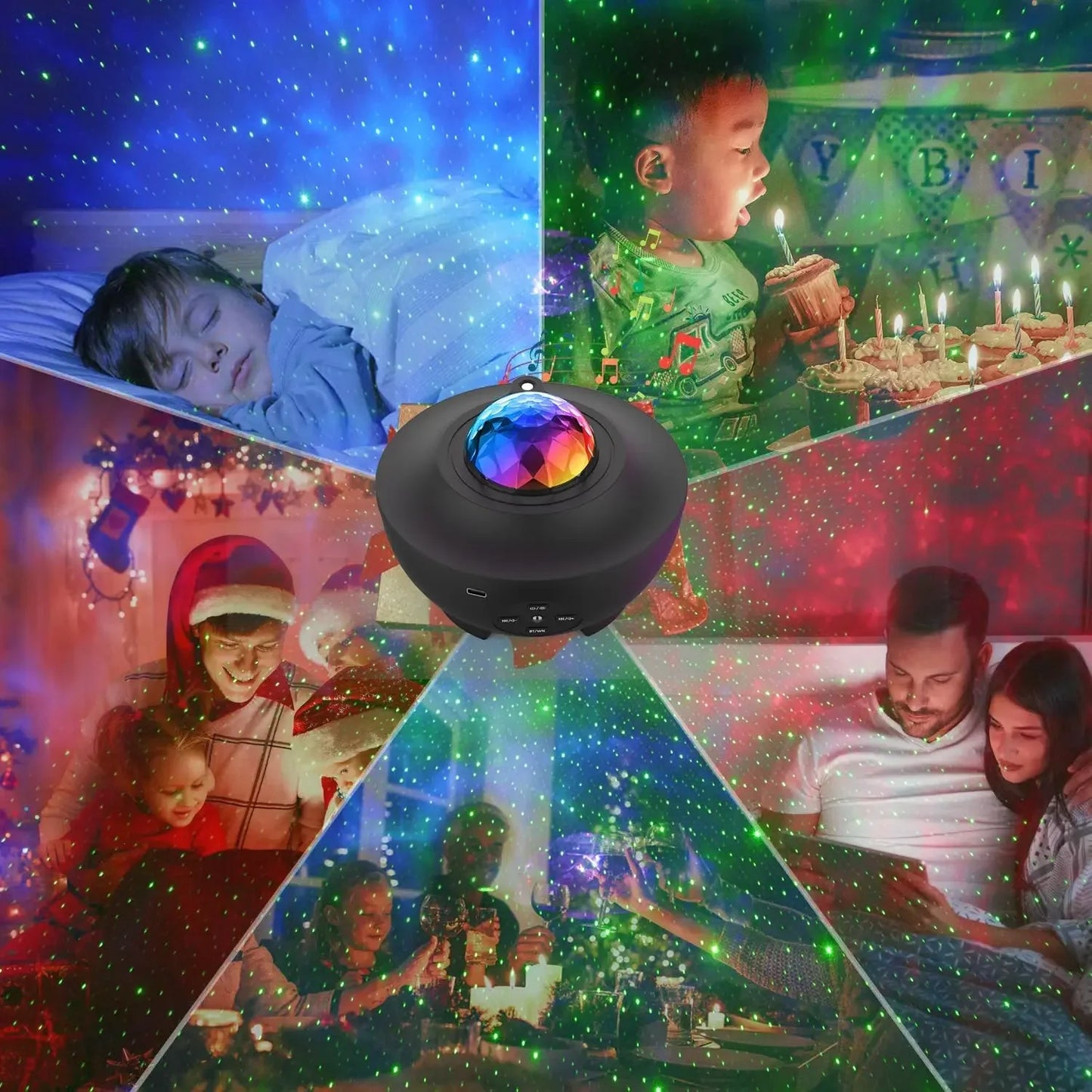 Starry Projector Galaxy Night Light with Ocean Wave Music Speaker Sky Light Projector for Bedroom Decor Kids Birthday Gift Party