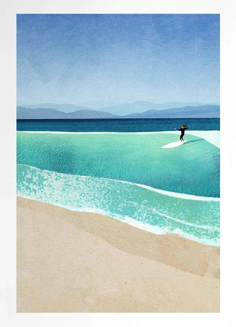Canvas Painting Wall Art Picture Simple Outdoor Summer Beach Scenery Poster Sunset Surfers Swimming Ocean Living Room Home Decor