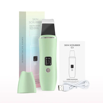 Ultrasonic Skin Scrubber Peeling Blackhead Remover Deep Face Cleaning Ultrasonic Ion Acne Pore Cleaner Facial Shovel  Scrubber