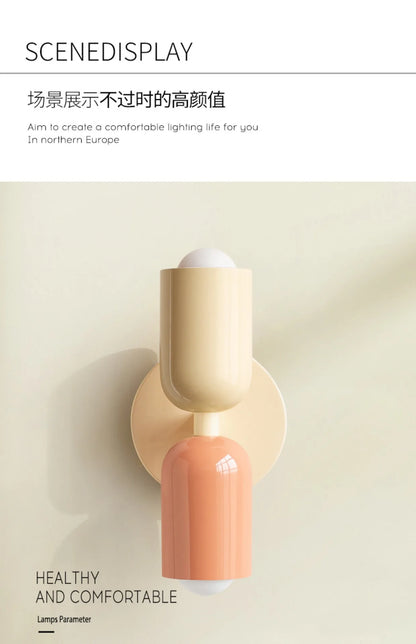 Nordic Wall Lamp LED Simple Macaron wall light Home Indoor Lights Bedroom Bedside Study Living Room Decoration Lighting Fixtures
