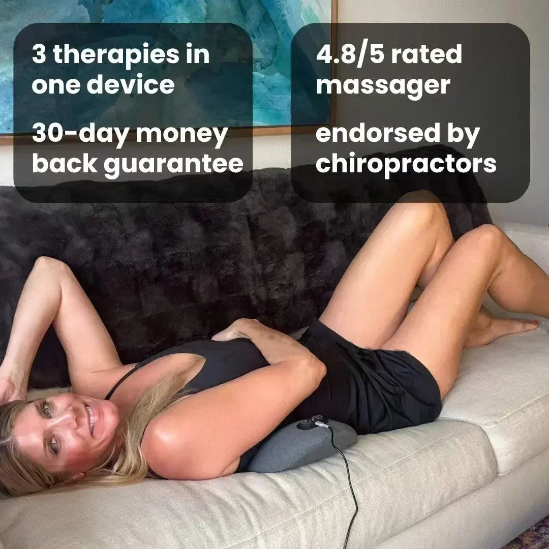 Emeka 3-in-1 Back Massager Heat Vibration for Back Pain Relief Herniated Disc Stretch Support Traction Lower Back Massage Pillow