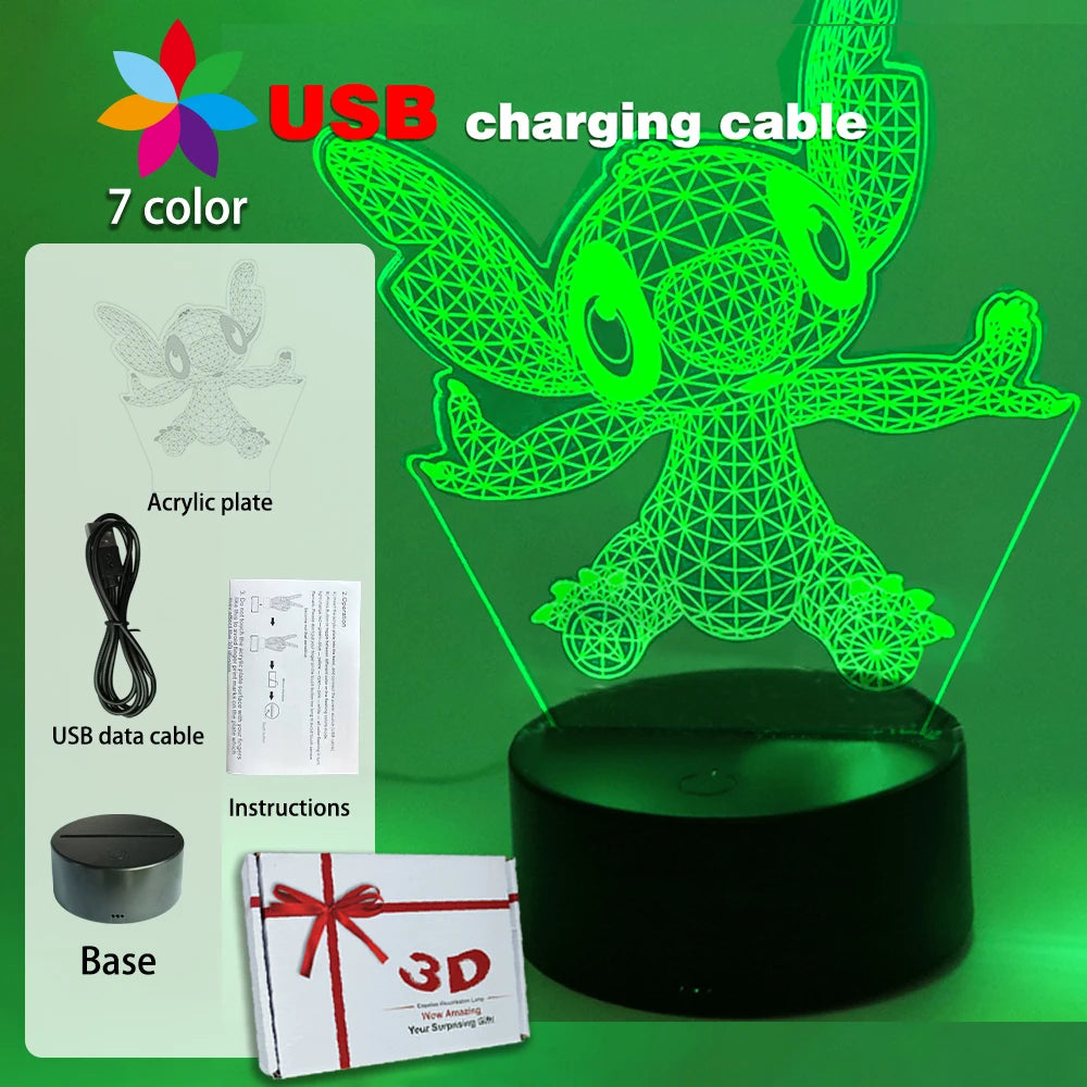 LED Night Light Illusion Stitch Lamps Remote Control Smart Touch Home Room Decor Lamp Christmas Valentine's Day Birthday Gifts