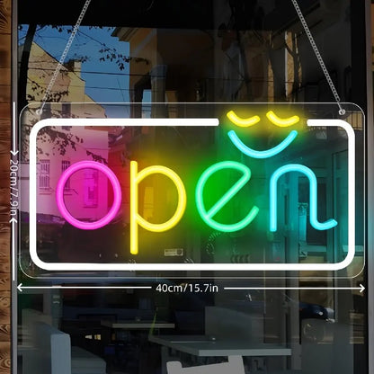 LED Bright Open Neon Sign, Powered by USB with ON/OFF Switch, RGB Open Signs for Business Bar Restaurant Hotel Storefront Window