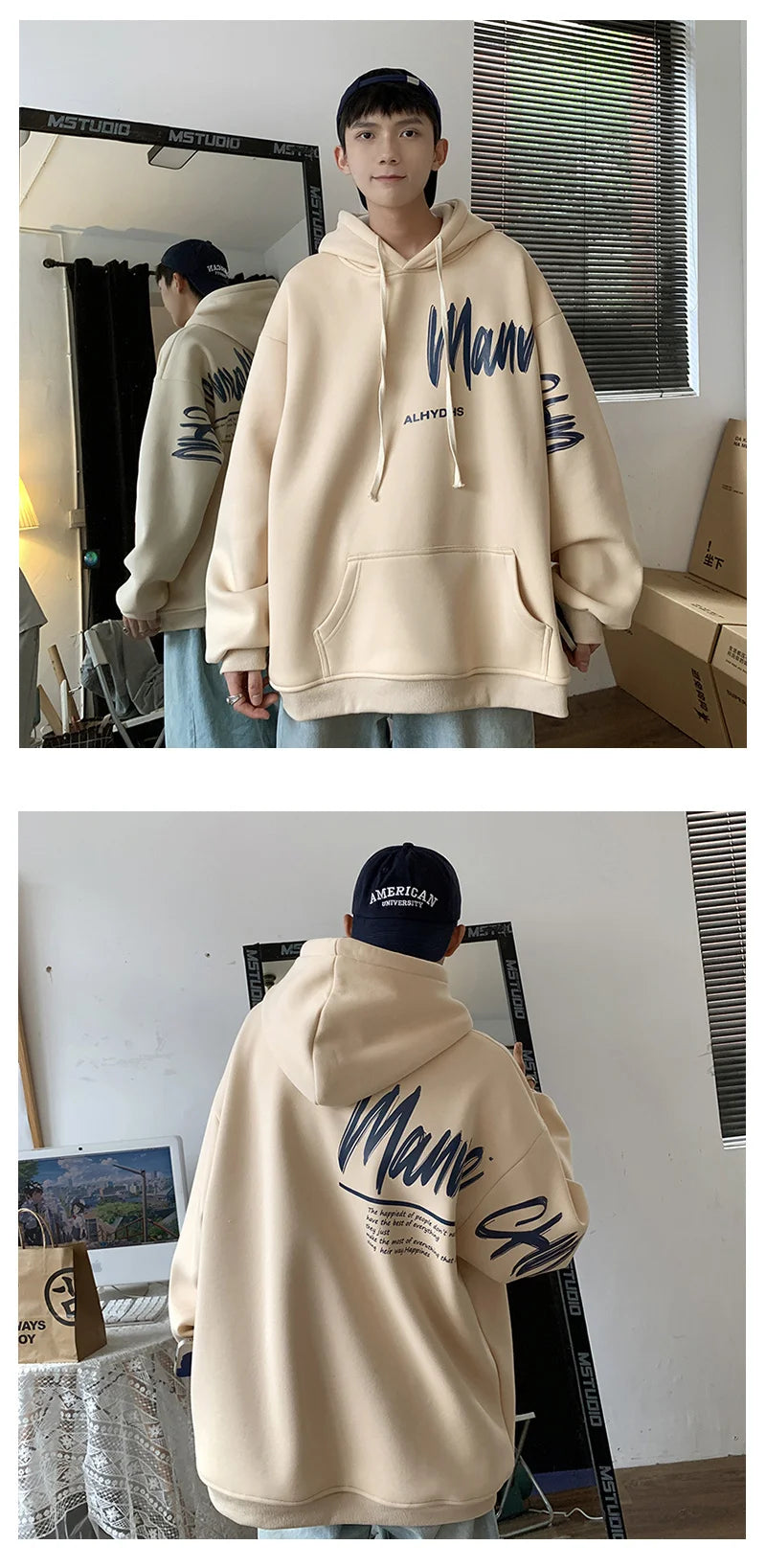 Men's Oversized Hoodie White With Hat 5XL Hoodies Oversize for Men Funny Letter Print Man Casual Wear Hoody Male Sweatshirt