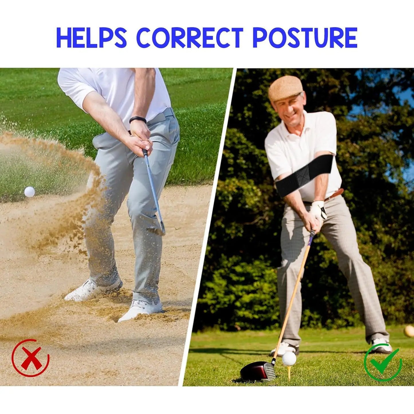 Golf Swing Trainer Posture Corrector Band for Beginners Arm Hand Motion Exercise Tension Elastic Fitness Equipmen