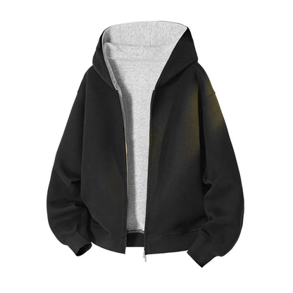 Plus Size Zip Up Hoodie for Men Women | Full Zipper Front Oversized Sweatshirt, Soft (M-5XL) | Casual Comfort Autumn Clothing