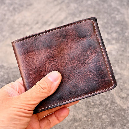 Handmade Leather Wallet for Men Bifold Minimalist Wallet Men Wallets