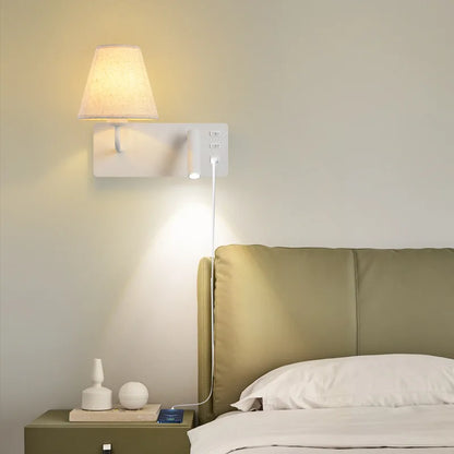 Nordic LED Wall Lamp Modern with Switch USB Wall Light Indoor Light Room Decor Reading Sconces For Hotel Bedside Bedroom Fixture
