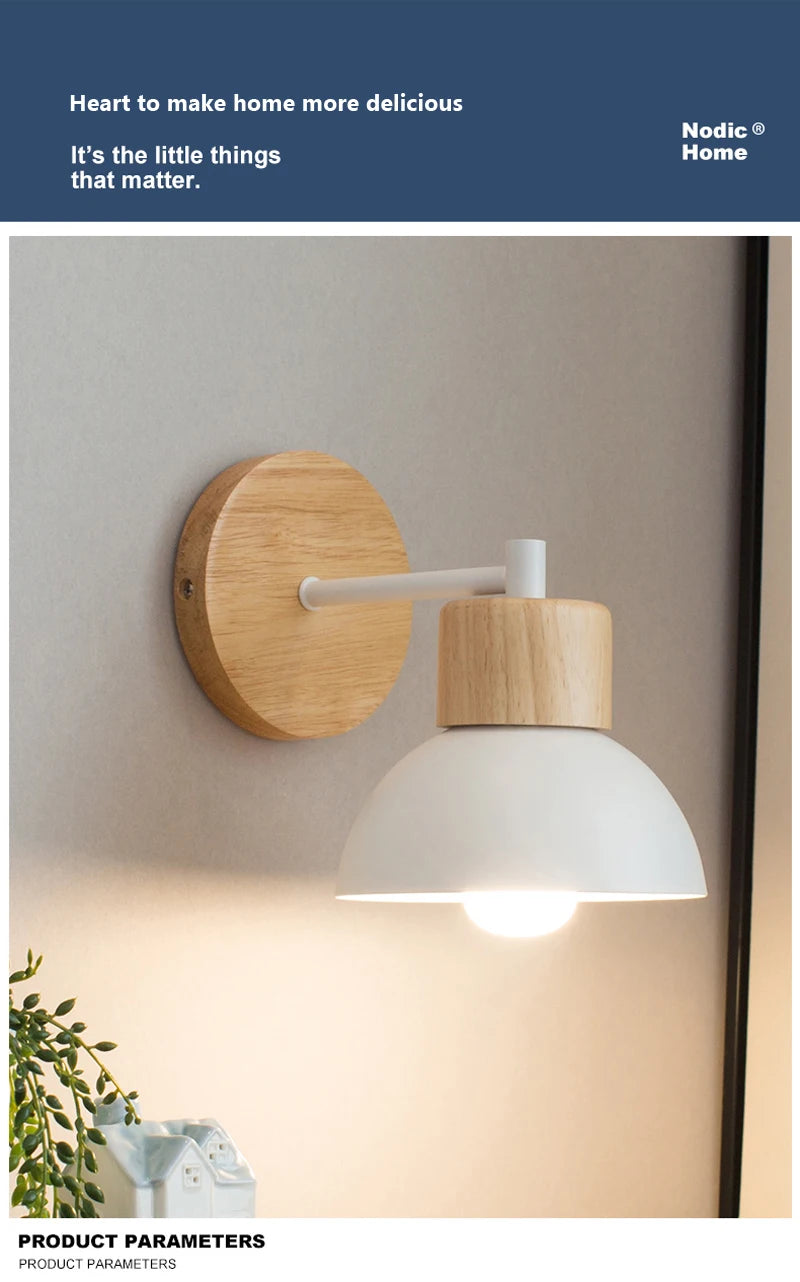 Nordic LED Wall Lamp Wood Creative Lighting Fixture Guest Room Balcony Staircase Sconce Bedroom Bedside Decor Light with bulb