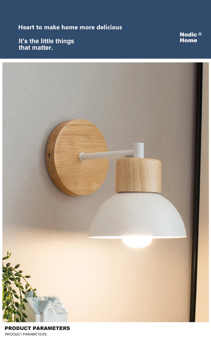 Nordic LED Wall Lamp Wood Creative Lighting Fixture Guest Room Balcony Staircase Sconce Bedroom Bedside Decor Light with bulb
