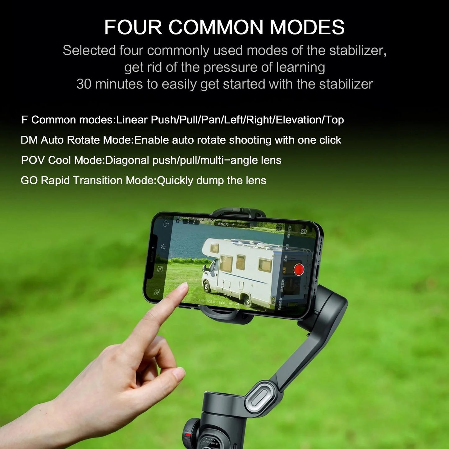 3-Axis Handheld Gimbal Stabilizer for Smartphone Anti-Shake Selfie Stick with Face Tracking