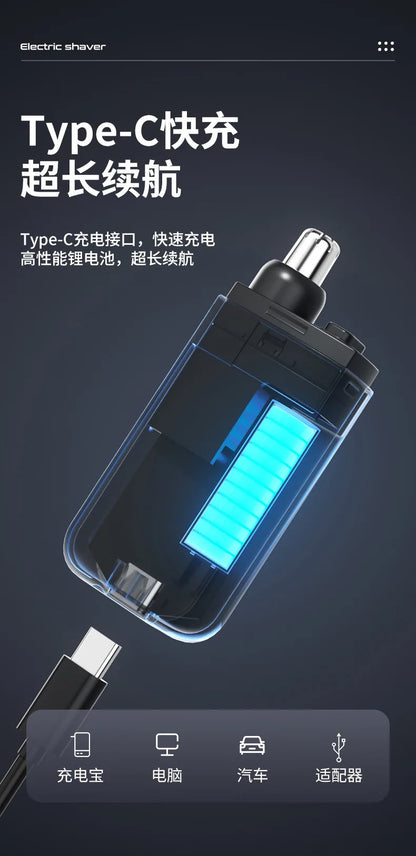 Men's portable nose hair trimmer to clean the nostrils trimming tool rechargeable electric nose hair trimmer boys dedicated