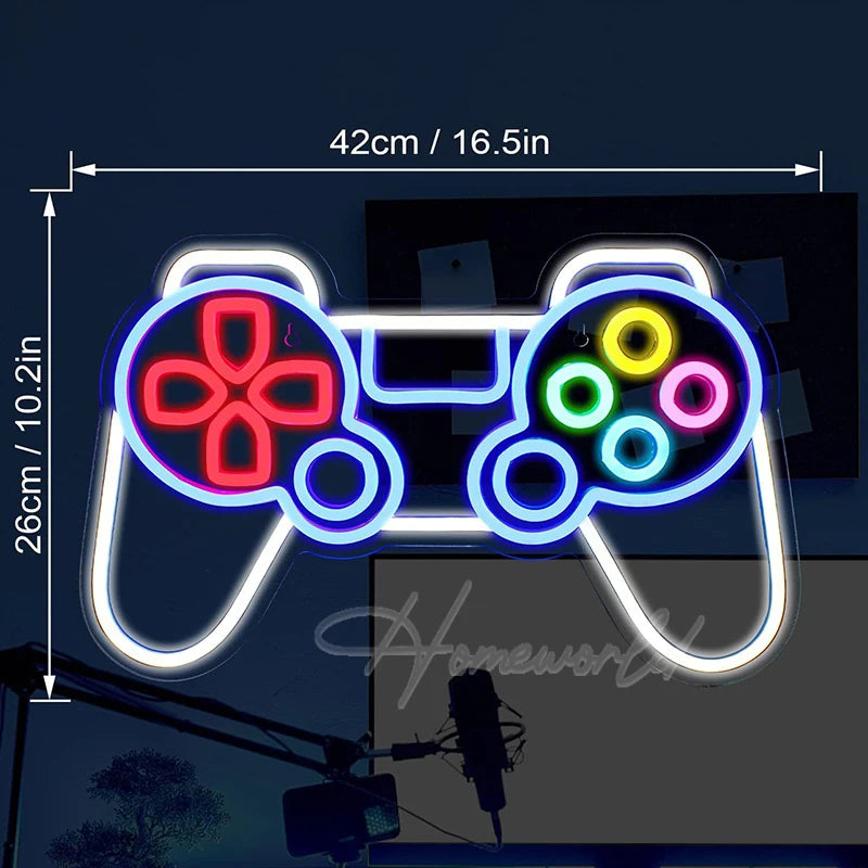 Arcade Neon Sign LED Game Room Handle Neon Light Wall Decor Gamer Teen Shop Internet Cafes USB port Party Birthday Gift