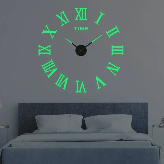 3D Acrylic Digital Wall Clock Roman Numerals Design Mirror Wall Clock Fashion Large Round Wall Clock DIY Self Adhesive Clocks