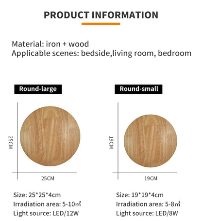 Nordic LED Wall Light Modern Original LED Circular Wooden Wall Light Personalized Bedside Bedroom Staircase Wall Hanging Light