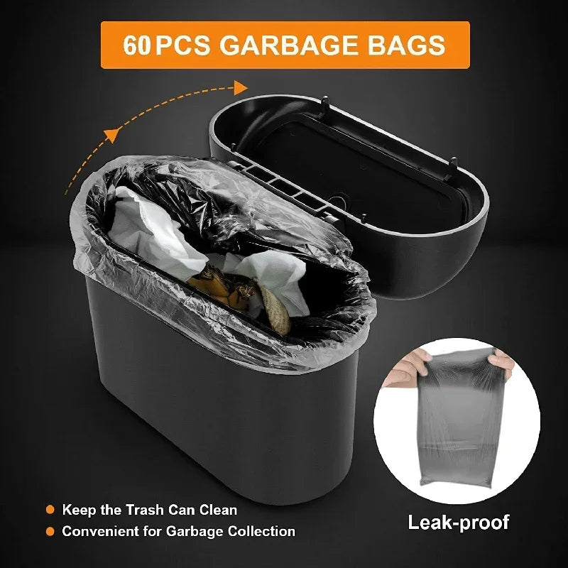 1/2/3Pcs Car Trash Can (with Lid) Contains 60 (300) Garbage Bags, Small Car Trash Can, Leak-proof Mini Car Accessories