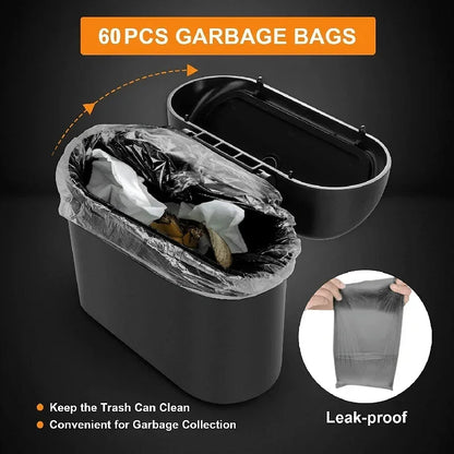 1/2/3Pcs Car Trash Can (with Lid) Contains 60 (300) Garbage Bags, Small Car Trash Can, Leak-proof Mini Car Accessories
