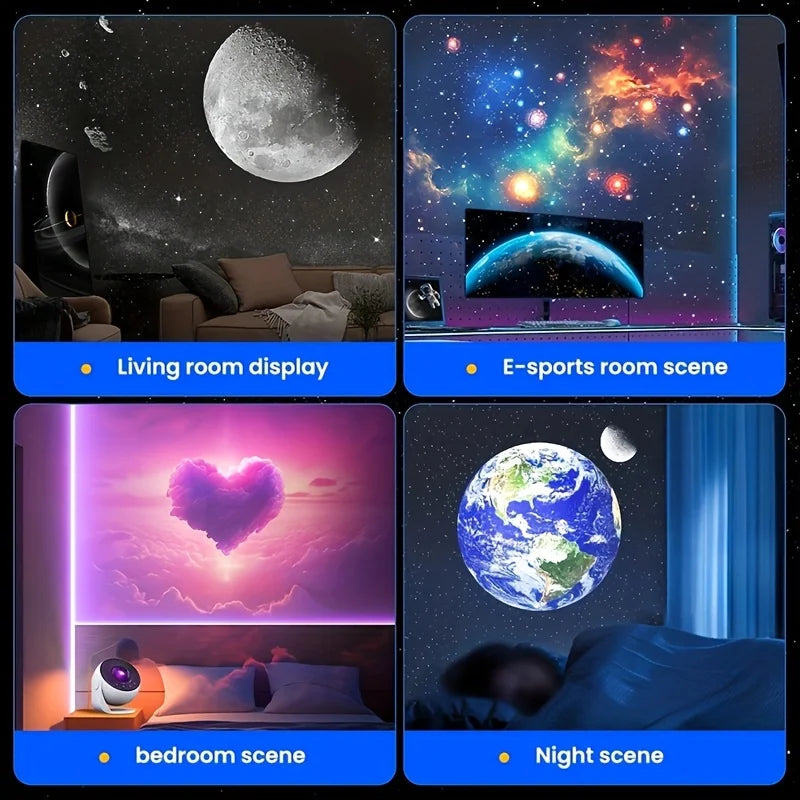 Galaxy Star Projector 360° Rotation Planetarium Night Light HD Projection with Timer for Bedroom Home Theater Ceiling Decor