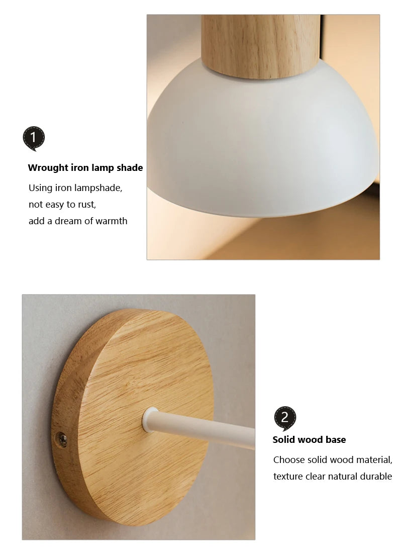 Nordic LED Wall Lamp Wood Creative Lighting Fixture Guest Room Balcony Staircase Sconce Bedroom Bedside Decor Light with bulb