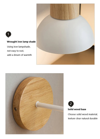 Nordic LED Wall Lamp Wood Creative Lighting Fixture Guest Room Balcony Staircase Sconce Bedroom Bedside Decor Light with bulb