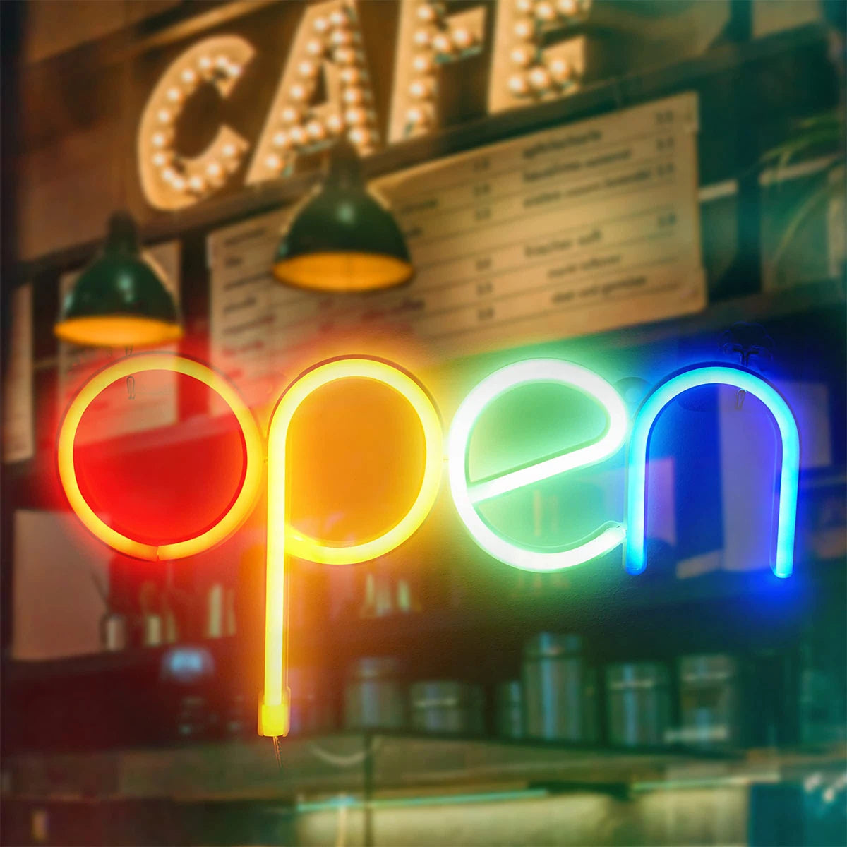 Business Sign Open Neon Sign LED Night Light Hanging Window Shop Cafe Bar Restaurant Decoration Personalized Neon Lamp Gifts