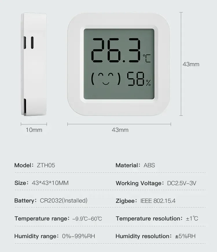 Tuya Zigbee Temperature Humidity Sensor Mini LCD Digital Display SmartLife APP Remote Monitoring Indoor Thermometer Hygrometer