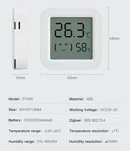 Tuya Zigbee Temperature Humidity Sensor Mini LCD Digital Display SmartLife APP Remote Monitoring Indoor Thermometer Hygrometer