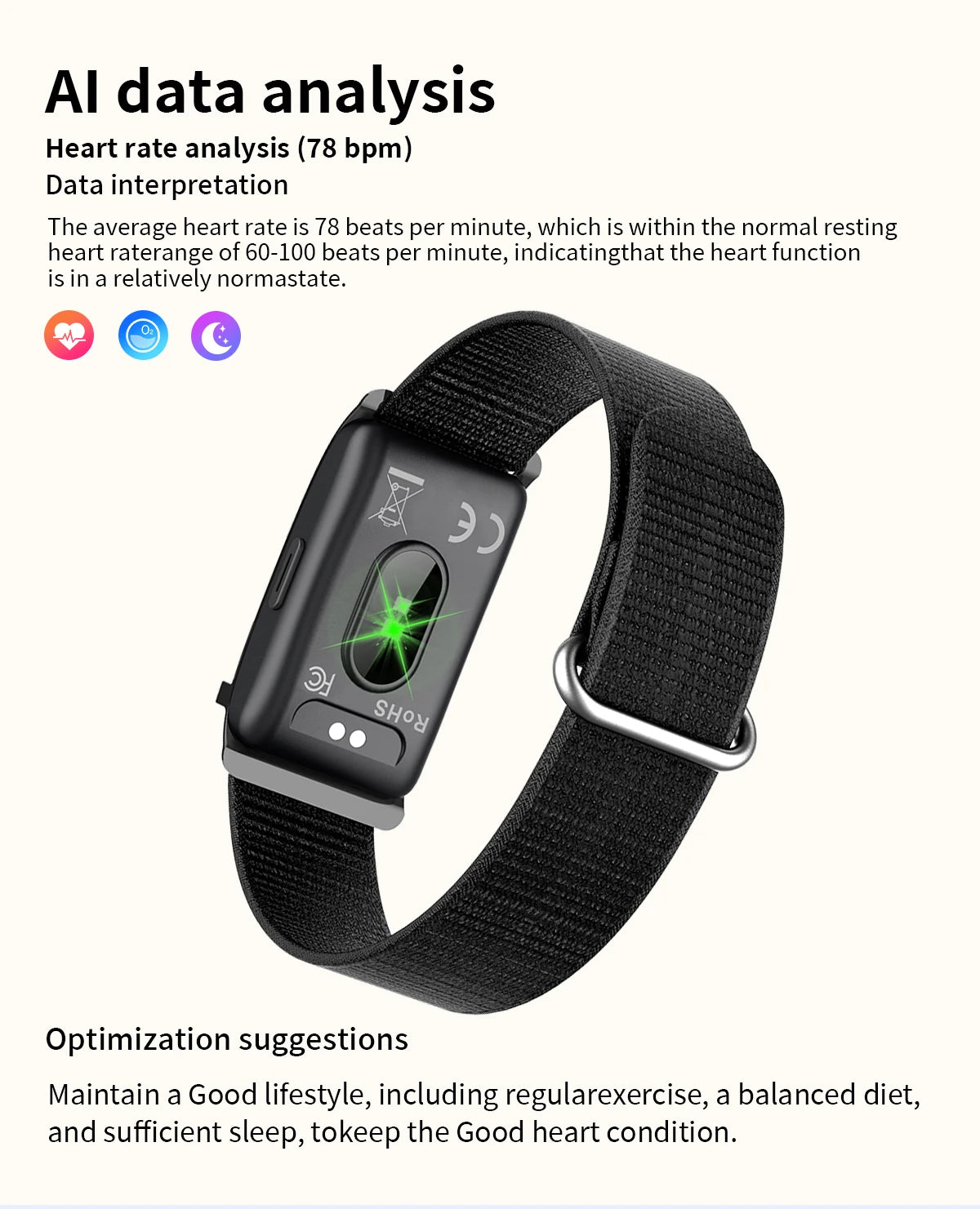 2026 Fitness Tracker Smart Bracelet Pedometer No Screen Breathable Sport Wristband Call Reminder Heart Rate Monitor Smartwatch