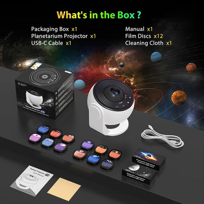 Galaxy Star Projector 360° Rotation Planetarium Night Light HD Projection with Timer for Bedroom Home Theater Ceiling Decor