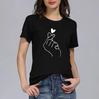 Cute Print Solid Crew Neck T-Shirt, Short Sleeve Casual Every Day Top For All Season, Women's Clothing