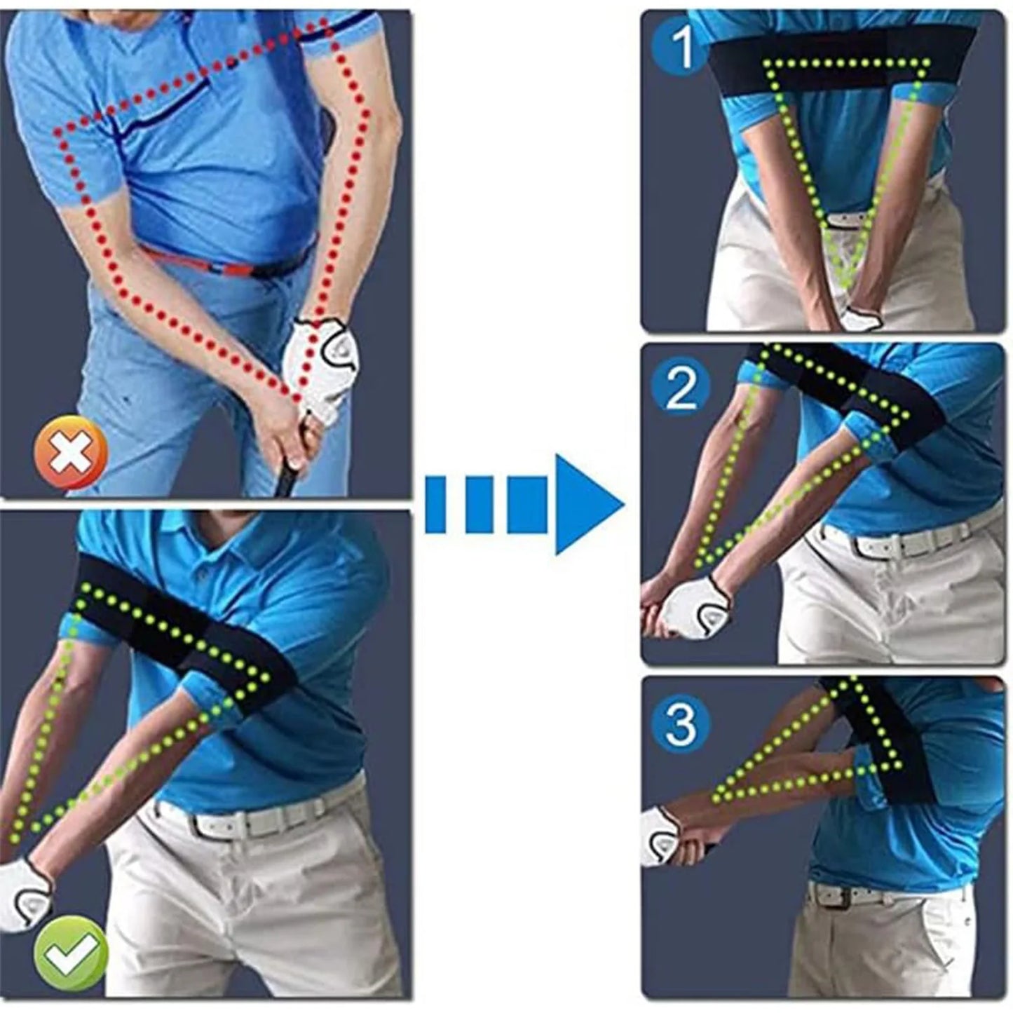 Golf Swing Trainer Posture Corrector Band for Beginners Arm Hand Motion Exercise Tension Elastic Fitness Equipmen