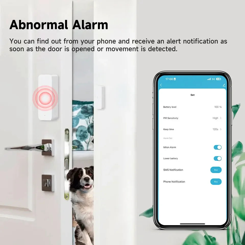 Tuya Smart WiFi Door Sensor Smart Home Open Close Detector Smartlife App Control Notification Compatible with Alexa Google Home