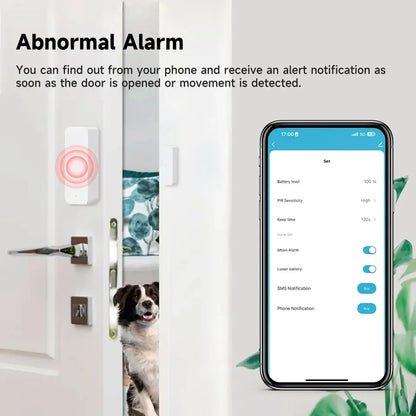 Tuya Smart WiFi Door Sensor Smart Home Open Close Detector Smartlife App Control Notification Compatible with Alexa Google Home