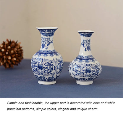 Ceramics Flower Vase Decoration Home Blue And White Vases For Wedding Decor Living Room Ornaments Table Desktop Retro Art Crafts