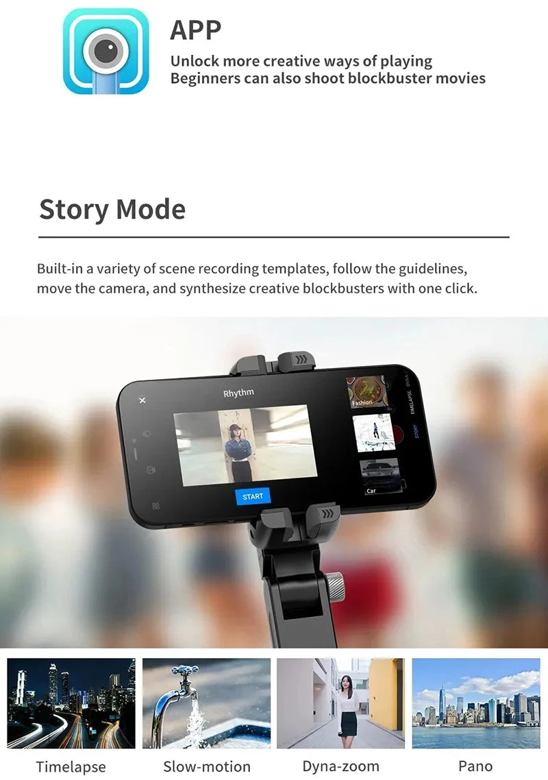360 Rotation Following Shooting Mode Gimbal Stabilizer Selfie Stick Tripod Gimbal Phone Smartphone Live Photography