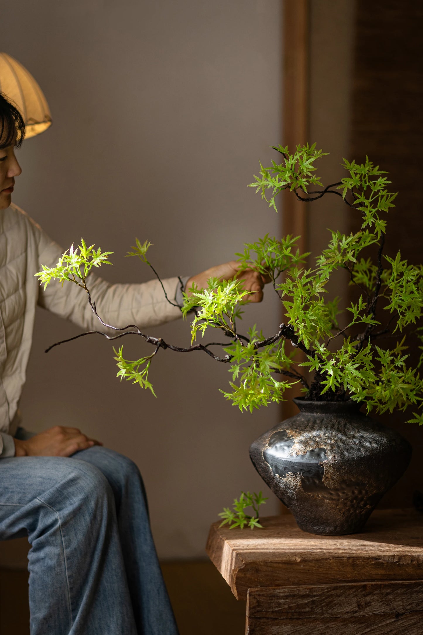 Artificial Green Plants To Welcome Guests Pine Maple Leaves Fake Flower New Chinese Style Simulated  Bonsai Flower Decorations