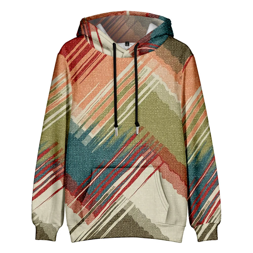 Men's Oversize Hoodie Modern Abstract Art Print Sweatshirt Fluid Graphic Pullover Hoodie with Pocket Streetwear Couple Fashion