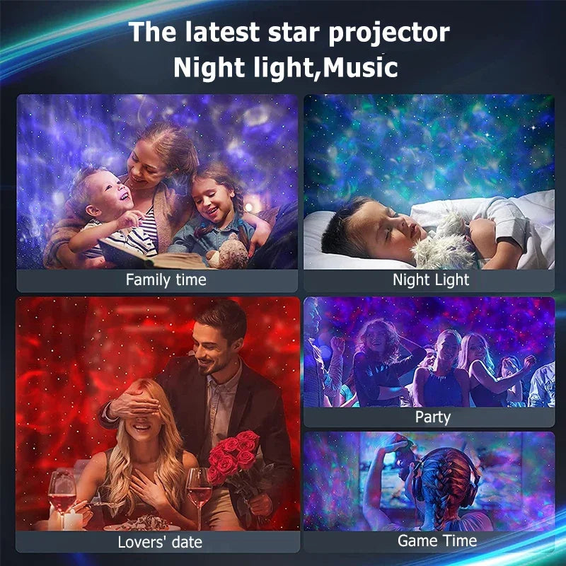 Starry Projector Galaxy Night Light with Ocean Wave Music Speaker Sky Light Projector for Bedroom Decor Kids Birthday Gift Party