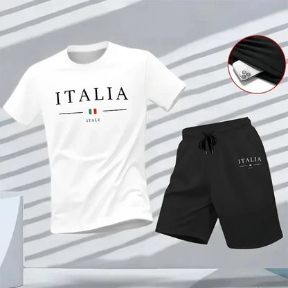 Men's Tracksuit Versatile 2026 Summer Outdoors Jogging Two-piece Set Shorts-sleeved T-shirt and Sport Short Daily Casual Quality