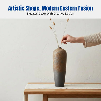 Ceramic Vase, Modern Creative Mini Flower Vessel, Desktop Home Decor, Rustic Pottery Glaze Finish, Oriental design