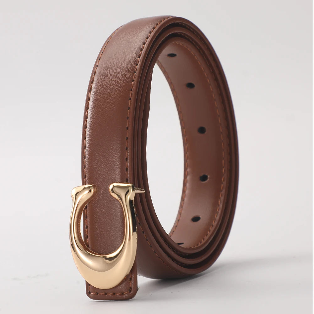 C-shaped Smooth Buckle Simple Women's Soft Durable Belt Fashion Women's Clothing Accessories Paired With Business Casual Belt