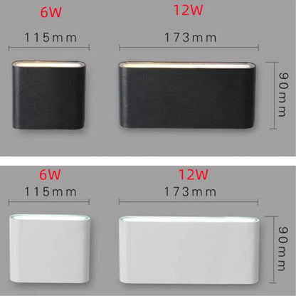 Nordic LED Wall Lamp 12W Outdoor Indoor Wall Light Aluminium Modern Night Light for Bedroom Balcony Garden Decoration