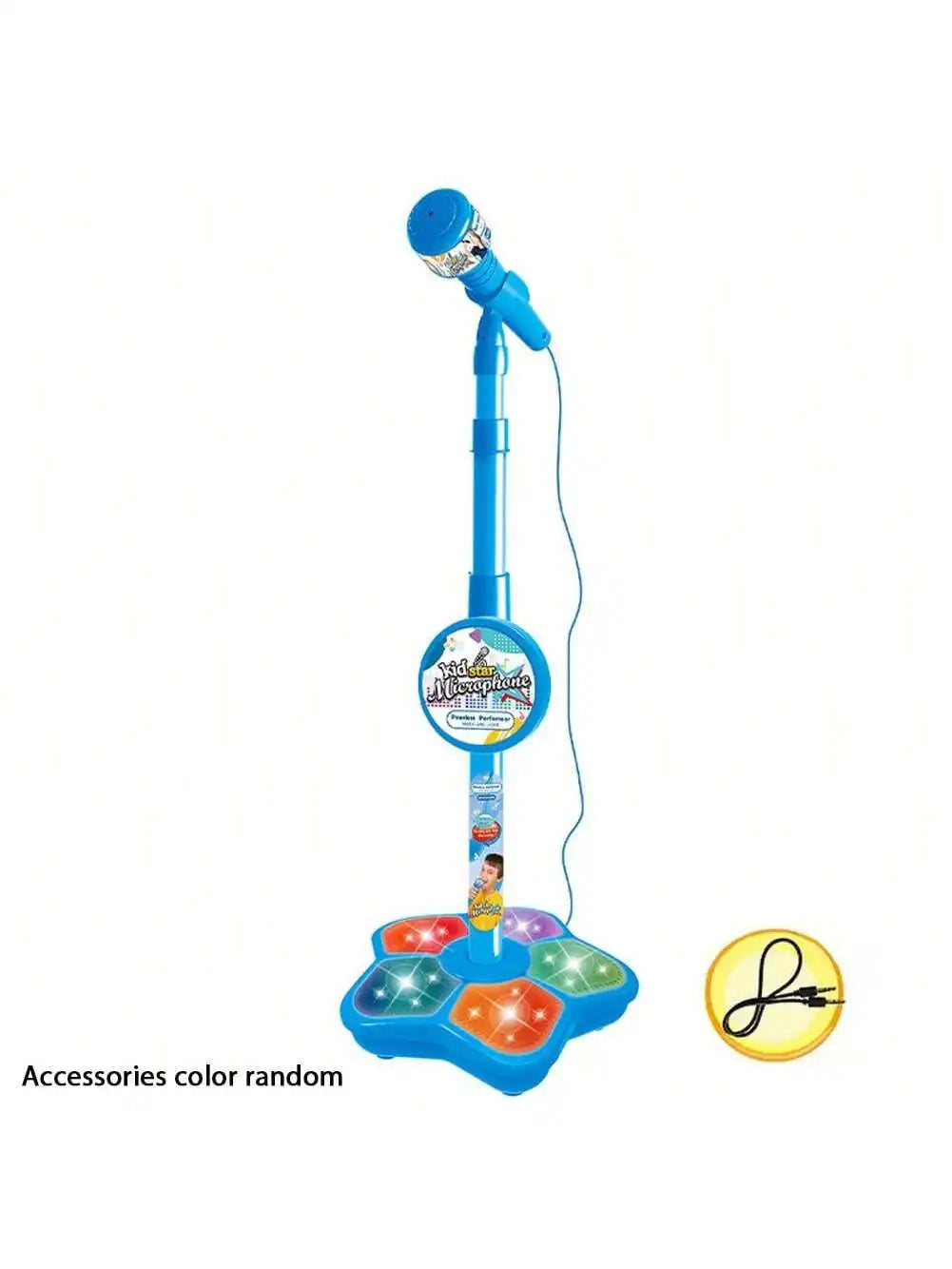 Children Singing Microphone Toy with Music Speaker Stand Light Up Karaoke Instrument for Kids Children Birthday Gift