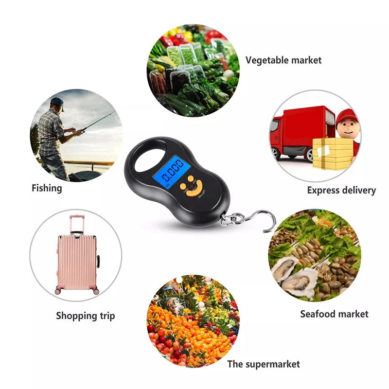 Portable 50Kg Electronic Scale High-precision Spring Scale LCD Digital Hanging Scale BackLight Fishing Weights 0.01kg Error
