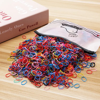 500/1000/2000pcs Girls Colourful Disposable Rubber Band Hair Ties Headband Children Ponytail Holder Bands Kids Hair Accessories